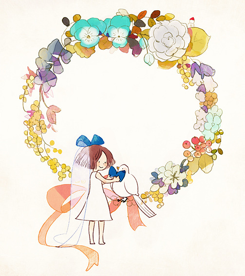 1girl 21grams-a adjusting_bowtie bare_arms bare_legs barefoot berry bird black_eyes blue_bow blue_bowtie blue_flower blunt_ends bow bowtie bridal_veil brown_hair closed_mouth commentary_request dove dress flower flower_wreath hair_bow leaf light_blush lily_of_the_valley looking_at_animal original purple_flower red_ribbon ribbon rose see-through_veil short_dress short_hair simple_background sleeveless sleeveless_dress smile solid_circle_eyes traditional_bowtie veil white_background white_dress white_flower white_rose white_veil