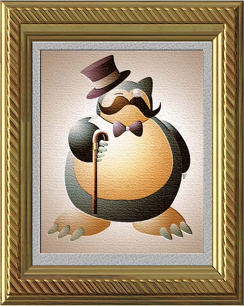 artist_request bow_tie cane clothed_pokemon facial_hair frame hat monocle mustache no_humans picture_frame pokemon pokemon_(creature) portrait snorlax top_hat