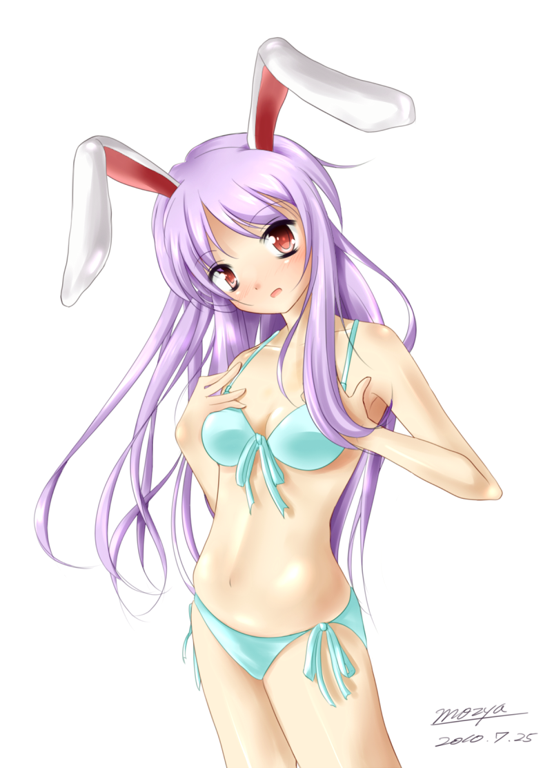 bikini bunny_ears cleavage long_hair mozya rabbit_ears reisen_udongein_inaba swimsuit touhou
