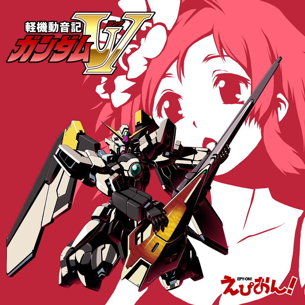 flower gundam gundam_wing hair_flower hair_ornament hirasawa_yui k-on! kaneko_tsukasa mecha open_mouth parody pose pun shield translation_request wing_gundam