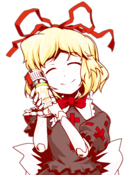 blonde_hair boomer_(left4dead) boomer_bile canister closed_eyes container doll_joints jar left_4_dead left_4_dead_2 medicine_melancholy parody ribbon short_hair smile touhou