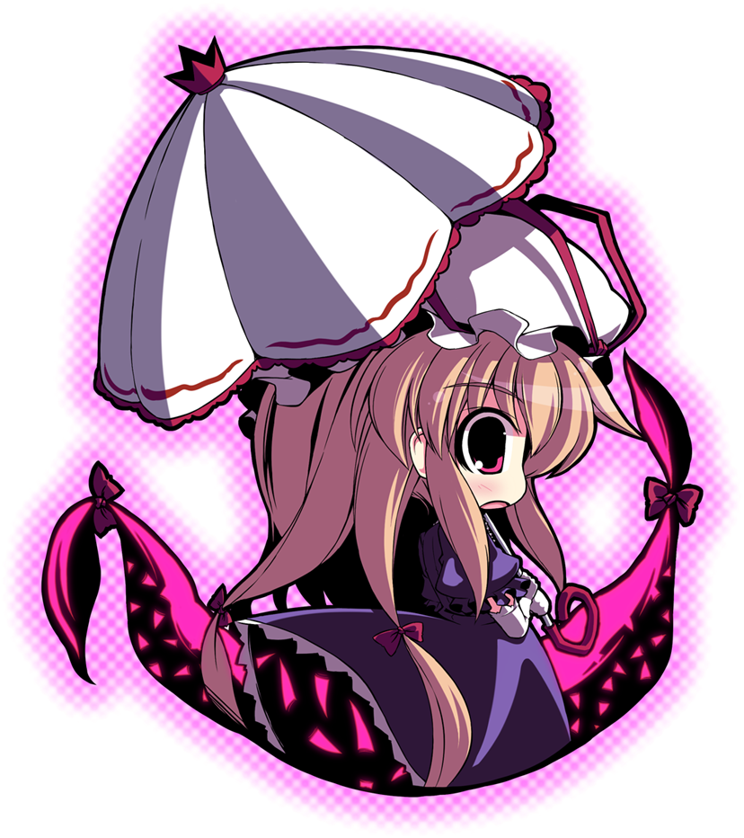 chibi crazy_developers dress elbow_gloves gloves hat parasol pink_eyes ribbon touhou umbrella yakumo_yukari