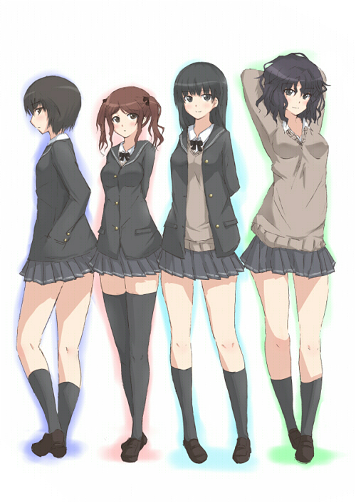 4girls amagami ayatsuji_tsukasa full_body legs minato_satoi multiple_girls nakata_sae nanasaki_ai school_uniform tanamachi_kaoru thighhighs