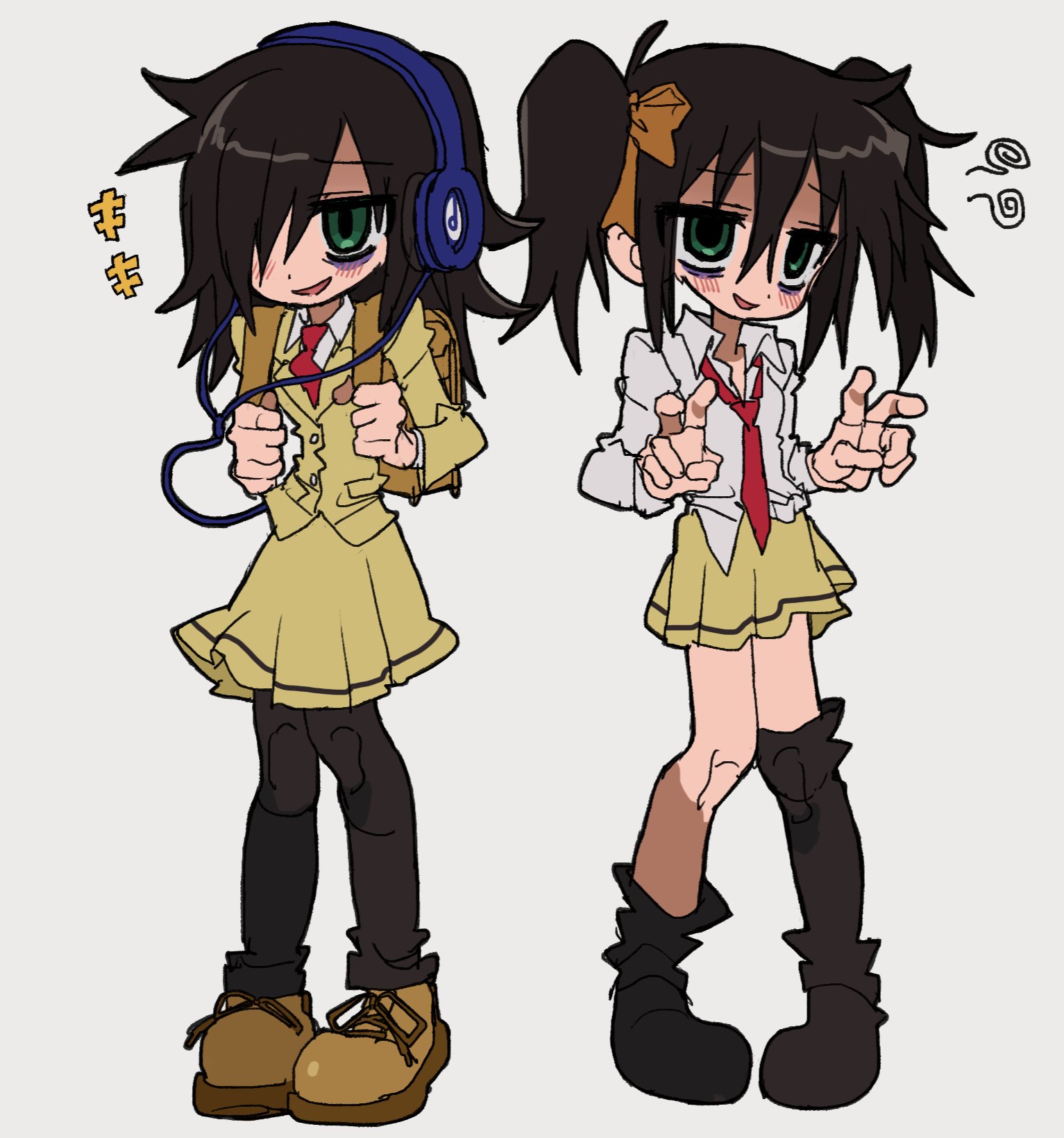 Safebooru - 1girl asymmetrical legwear bags under eyes black