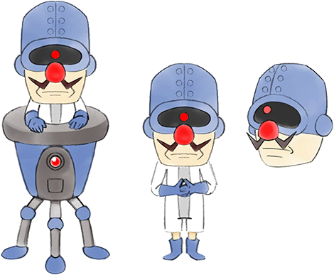 1boy big_nose blue_footwear blue_gloves cyborg dr._crygor facial_hair gloves lab_coat looking_at_viewer lowres machine multiple_views mustache official_art red_nose takeuchi_kou third-party_source warioware warioware:_get_it_together!