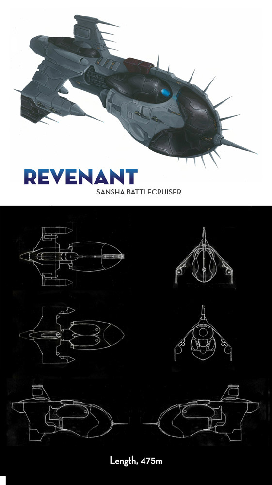 amarr_empire_(eve_online) battlecruiser_(eve_online) commentary concept_art eve_online from_side military_vehicle morality-gradient multiple_views no_humans original pirate_faction_(eve_online) reference_sheet sansha's_nation_(eve_online) science_fiction spikes thrusters vehicle_focus