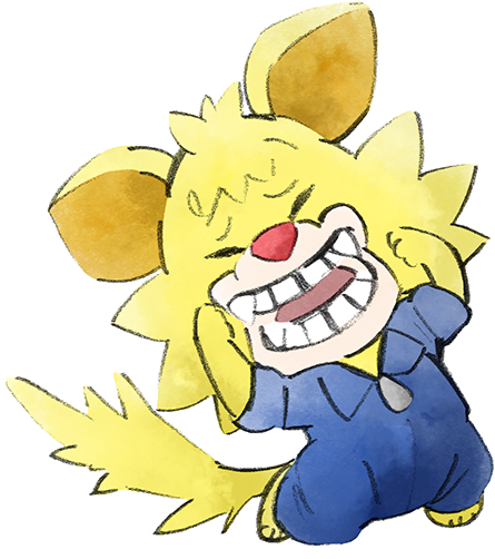 1boy animal_ears blue_jumpsuit cat cat_boy cat_ears cat_tail fang furry furry_male jumpsuit official_art open_mouth red_nose spitz tail takeuchi_kou third-party_source warioware warioware:_get_it_together! yellow_fur