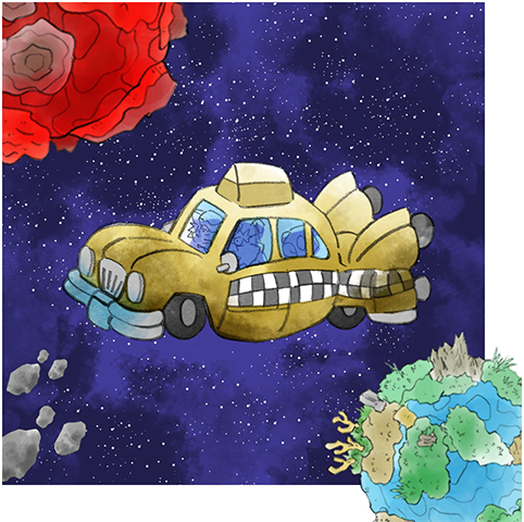 2boys asteroid cat dog dribble_(warioware) driving furry furry_male lowres multiple_boys official_art planet space spitz star_(sky) takeuchi_kou taxi third-party_source warioware warioware:_get_it_together!