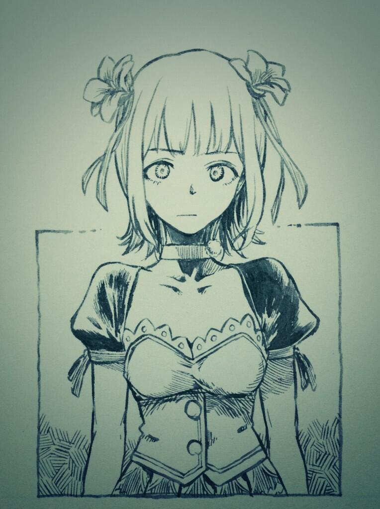 1girl character_request closed_mouth collarbone flower greyscale hair_flower hair_ornament idolmaster kotoyama looking_at_viewer monochrome short_hair solo