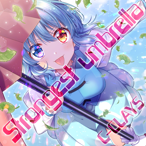 1girl album_cover blue_eyes blue_hair blue_skirt blue_sky blue_vest blush blush_stickers c-clays circle_name clouds cloudy_sky cover determined english_text falling_leaves frilled_shirt_collar frills game_cg heterochromia holding holding_umbrella juliet_sleeves karakasa_obake knee_up leaf long_sleeves official_art outstretched_arm polka_dot polka_dot_skirt puffy_sleeves red_eyes sakura_tsubame shirt short_hair skirt sky solo tatara_kogasa tongue tongue_out touhou touhou_cannonball umbrella v-shaped_eyebrows vest white_shirt