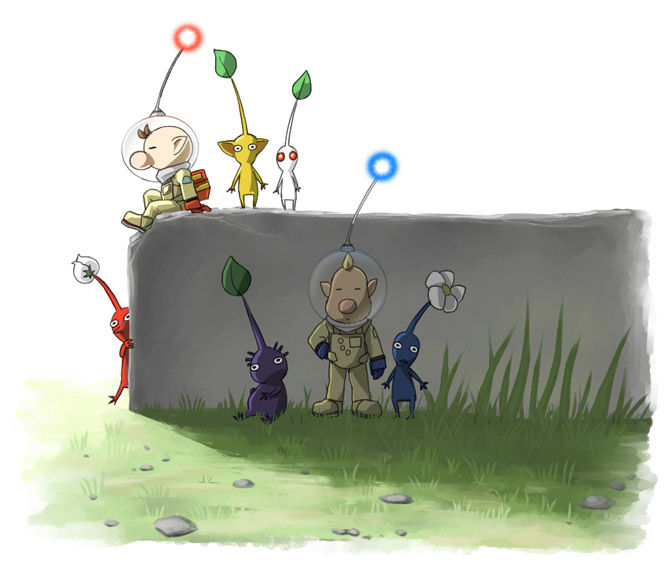 2boys backpack bag big_nose black_eyes blonde_hair blue_gloves blue_light blue_pikmin blue_skin brown_hair bud buttons cinder_block closed_eyes colored_skin commentary_request everyone flower from_side full_body gloves grass hand_on_own_hip head_tilt helmet knee_up leaf looking_at_viewer louie_(pikmin) multiple_boys naru_(wish_field) no_mouth olimar oversized_object patch pebble pikmin_(creature) pikmin_(series) pointy_ears pointy_nose purple_hair purple_pikmin purple_skin radio_antenna red_bag red_eyes red_gloves red_light red_pikmin red_skin shade short_hair sitting solid_circle_eyes space_helmet spacesuit straight-on triangle_mouth very_short_hair white_background white_flower white_pikmin white_skin yellow_pikmin yellow_skin