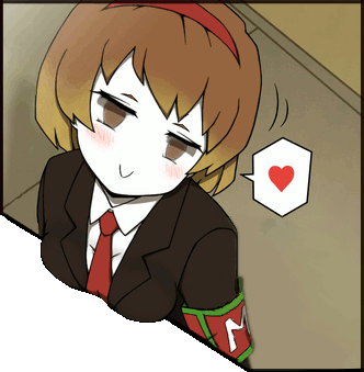animated animated_gif braid heart light_blush lobotomy_corporation lowres malkuth_(project_moon) non-web_source project_moon red_tie spoken_heart
