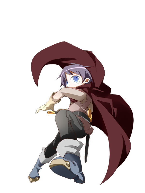 1boy belt black_belt black_pants blue_eyes blue_footwear bmp-to-png_conversion boots brown_shirt brown_tunic cape frfr full_body game_cg gloves holding holding_sword holding_weapon long_sleeves looking_up luka_(mon-musu_quest!) mon-musu_quest! non-web_source pants purple_hair red_cape scabbard sheath shirt short_hair simple_background solo sword transparent_background weapon white_gloves