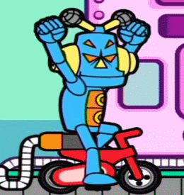 animated animated_gif exercise_bike exercise_machine looking_at_viewer mike_(warioware) official_art robot tagme warioware warioware:_smooth_moves