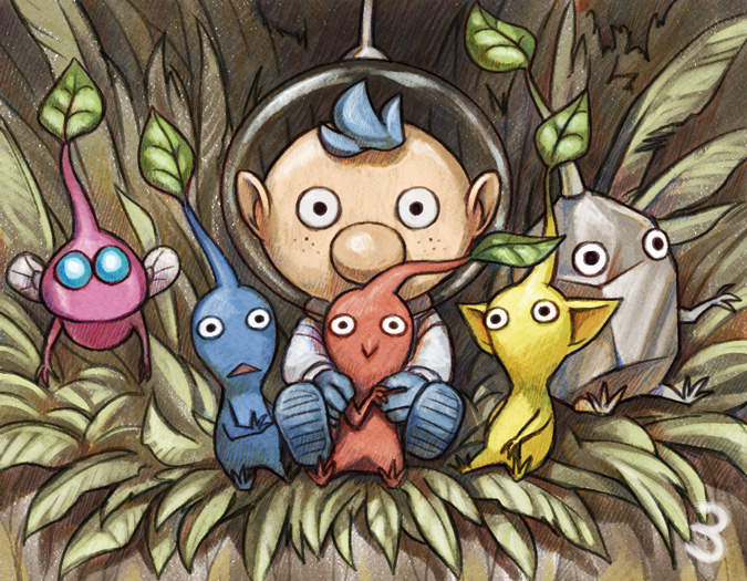 1boy alph_(pikmin) big_nose black_eyes black_skin blue_eyes blue_gloves blue_hair blue_pikmin blue_skin colored_skin commentary_request countdown covered_mouth creature creature_on_lap flying freckles full_body gloves grass helmet holding holding_creature insect_wings looking_ahead looking_at_viewer naru_(wish_field) no_mouth pikmin_(creature) pikmin_(series) pikmin_3 pink_skin pointy_ears pointy_nose radio_antenna red_pikmin red_skin rock rock_pikmin short_hair sitting solid_circle_eyes space_helmet spacesuit straight-on triangle_mouth very_short_hair winged_pikmin wings yellow_pikmin yellow_skin