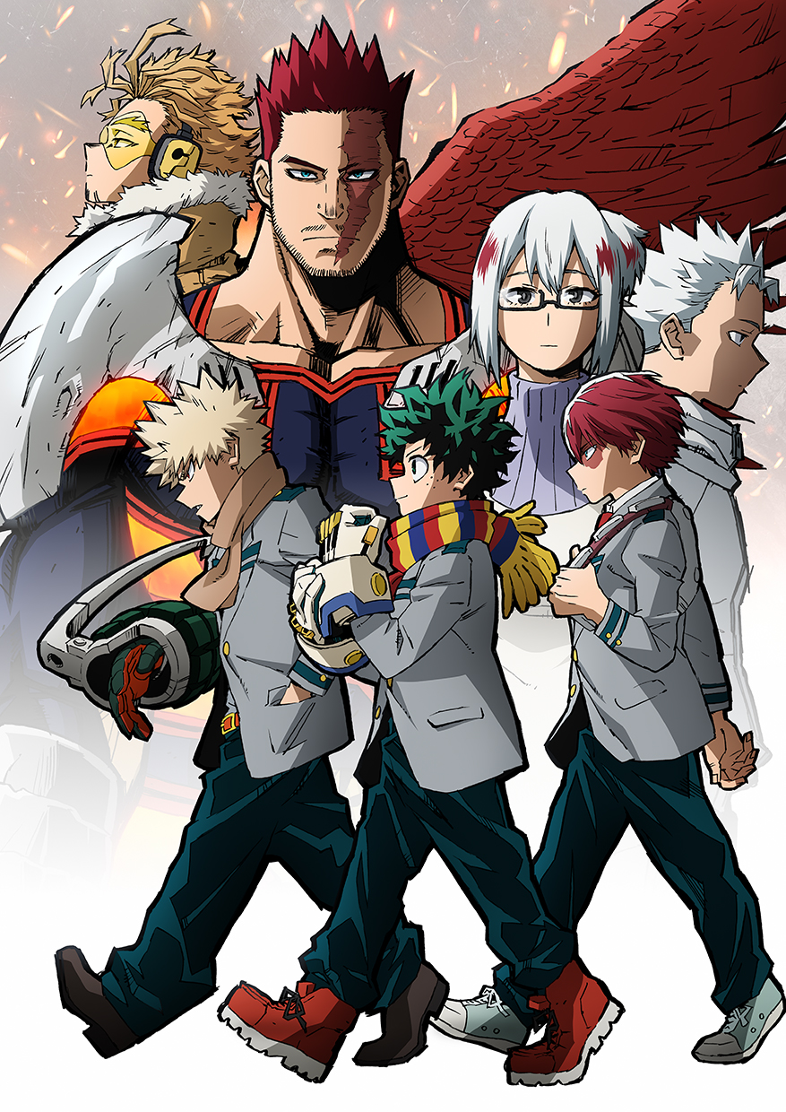 1girl 6+boys :| bakugou_katsuki beard_stubble belt black-framed_eyewear black_outline blazer blonde_hair blue_eyes blue_pants bodysuit boku_no_hero_academia bright_pupils brother_and_sister burn_scar buttons cel_shading clenched_hand closed_mouth collarbone collared_shirt cropped_torso double-parted_bangs double_horizontal_stripe endeavor_(boku_no_hero_academia) eyes_visible_through_eyewear facial_hair fading family father_and_daughter father_and_son feathered_wings floating_hair forked_eyebrows freckles fringe_trim from_side fur-trimmed_jacket fur_trim glasses gloves green_eyes green_hair grey_jacket grey_pupils hair_between_eyes hair_slicked_back hand_in_pocket hands_up hawks_(boku_no_hero_academia) head_back head_down headphones highres jacket key_visual long_sleeves looking_ahead looking_at_viewer mature_male messy_hair midoriya_izuku mismatched_eyebrows multicolored_clothes multicolored_hair multicolored_scarf multiple_boys muscular muscular_male mustache_stubble necktie official_art orange_scarf outline pants parted_lips profile promotional_art purple_sweater rectangular_eyewear red_eyes red_footwear red_necktie red_wings redhead ribbed_sweater sanpaku scar scar_across_eye scar_on_face scar_on_mouth scarf school_uniform semi-rimless_eyewear shirt shoes short_hair short_ponytail siblings smile sneakers spiky_hair streaked_hair striped_clothes striped_scarf stubble sweater third-party_source tinted_eyewear todoroki_fuyumi todoroki_natsuo todoroki_shouto turtleneck turtleneck_sweater two-tone_gloves two-tone_hair u.a._school_uniform umakoshi_yoshihiko under-rim_eyewear upper_body vertical-striped_clothes vertical-striped_scarf walking white_gloves white_hair white_shirt wings yellow-tinted_eyewear yellow_eyes yellow_jacket