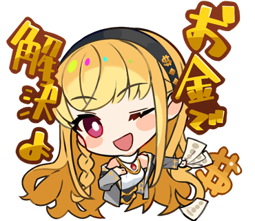 1girl ;d banknote bare_shoulders blonde_hair braid bright_pupils chibi cropped_torso denonbu dollar_sign grey_jacket hand_on_own_chest hand_up holding holding_money jacket jewelry kurumitsu long_hair long_sleeves looking_at_viewer lowres money necklace official_art one_eye_closed open_mouth pink_eyes shirokane_aki sidelocks smile solo translation_request transparent_background upper_body white_pupils