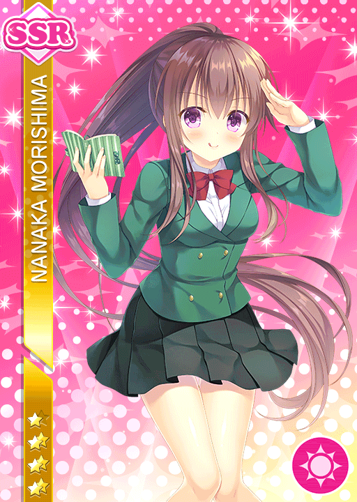 1girl :p black_skirt blazer bow bowtie breasts brown_hair buttons crossed_bangs double-breasted dress_shirt feet_out_of_frame green_jacket guest_art holding holding_notebook jacket long_hair looking_at_viewer love_live! love_live!_school_idol_festival medium_breasts miniskirt morishima_nanaka notebook official_art pink_background pleated_skirt red_bow red_bowtie salute school_uniform shirt sidelocks skirt solo takano_yuki_(allegro_mistic) third-party_source tight_clothes tongue tongue_out v-shaped_eyebrows very_long_hair violet_eyes white_shirt