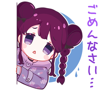 1girl blush bow braid candy_print chestnut_mouth chibi denonbu double_bun hair_bow hair_bun hood hoodie inubousaki_shian long_hair long_sleeves looking_at_viewer lowres nonkomu_(furiten5553) official_art open_mouth outline peeking_out pill_print purple_hair purple_hoodie sidelocks solo translation_request transparent_background twin_braids upper_body violet_eyes white_outline