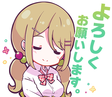 1girl blonde_hair bow bowtie breasts closed_eyes closed_mouth collared_shirt denonbu facing_viewer hair_between_eyes hair_bobbles hair_ornament hairclip kayano_futaba large_breasts long_hair long_sleeves low_twintails lowres nonkomu_(furiten5553) official_art outline red_bow red_bowtie shirt sidelocks smile solo translation_request transparent_background twintails upper_body white_outline white_shirt