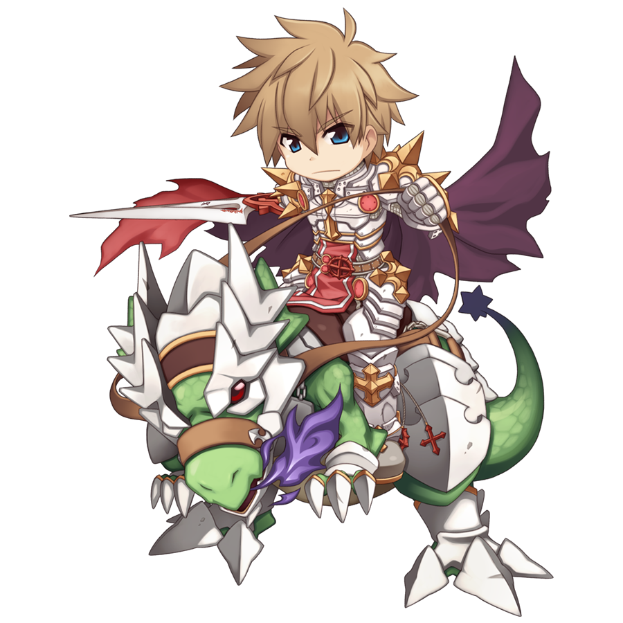 1boy armor armored_boots barding belt blue_eyes boots breastplate breath_weapon breathing_fire brown_belt cape chainmail chibi closed_mouth cross cross_of_prontera dragon dragon_riding ferus_(ragnarok_online) fire frown full_body gauntlets hair_between_eyes holding holding_sword holding_weapon leg_armor light_brown_hair long_bangs looking_at_viewer male_focus official_art pauldrons purple_fire ragnarok_online red_cape reins rune_knight_(ragnarok_online) short_hair shoulder_armor simple_background solo spiked_pauldrons standing sword tabard tachi-e torn_cape torn_clothes transparent_background weapon yuichirou