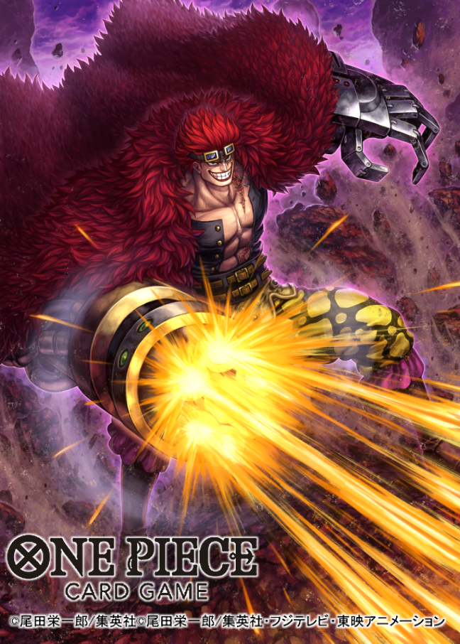 1boy abs clenched_teeth coat collarbone commentary_request english_text eustass_kid fur_coat goggles goggles_on_head male_focus mechanical_arms official_art one_piece redhead scar scar_across_eye scar_on_chest scar_on_face short_hair smile solo tatsuya_(atelier_road) teeth translation_request