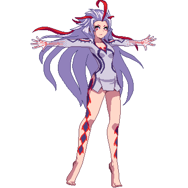 1girl ai_the_somnium_files aiba_(ai_the_somnium_files) alpha_transparency barefoot breasts commission dress long_hair lowres medium_breasts multicolored_hair outstretched_arms pixel_art potemki11 purple_hair red_eyes redhead second-party_source short_dress solo streaked_hair tiptoes transparent_background very_long_hair