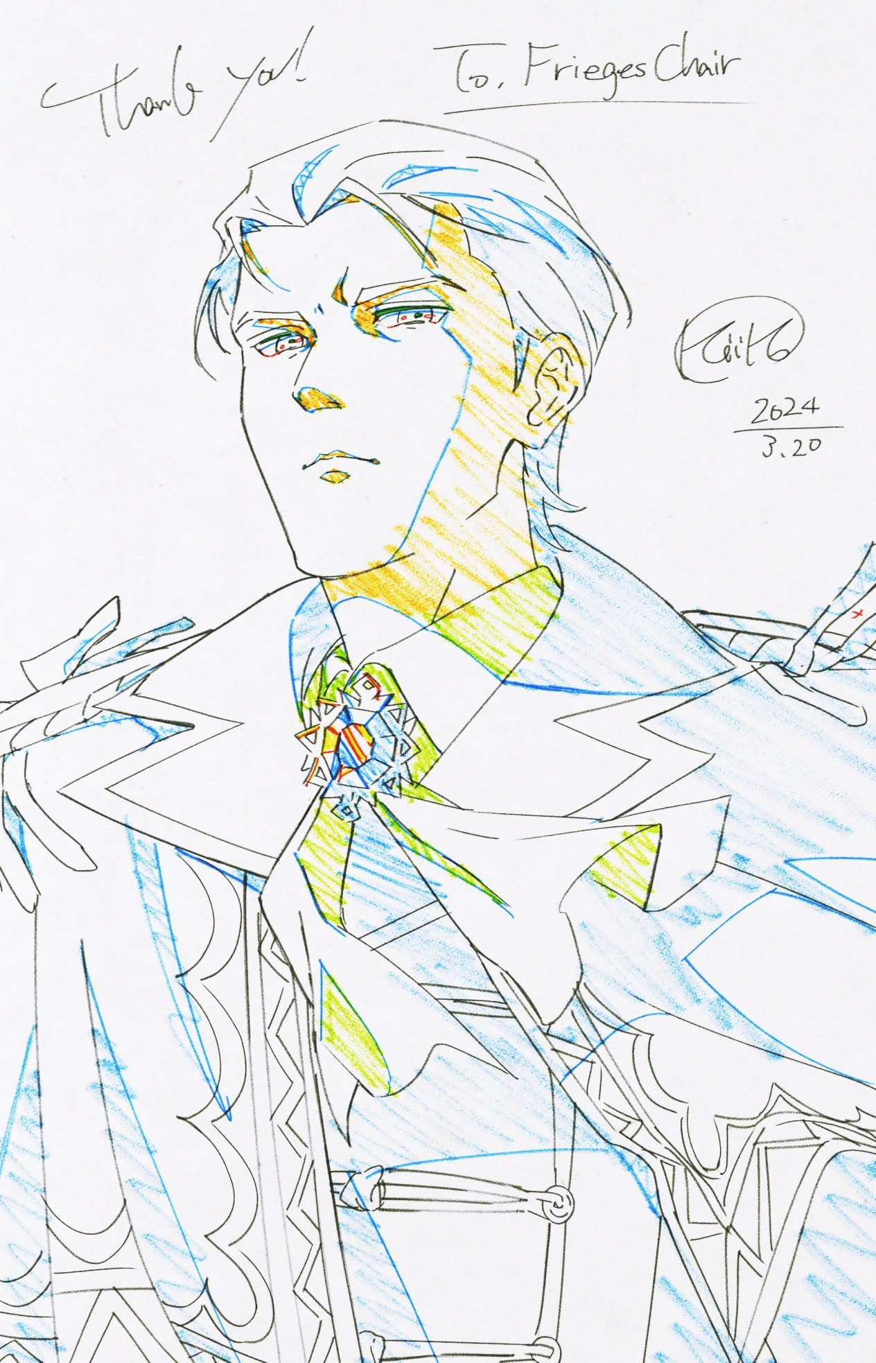1boy ascot color_trace commission commissioner_upload fire_emblem fire_emblem:_thracia_776 highres kiiko_2233 official_alternate_costume reinhardt_(fire_emblem) reinhardt_(thrud_reborn)_(fire_emblem) signature skeb_commission solo
