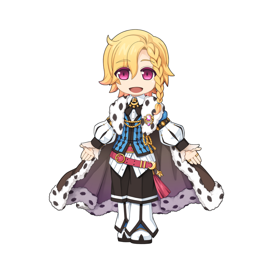 1boy :d belt black_bow black_bowtie black_shorts blonde_hair blue_footwear blue_vest bow bowtie braid brown_bow brown_cape buttons cape chibi collared_shirt cowlick crescent crescent_pin full_body fur-trimmed_cape fur_trim hair_between_eyes long_sleeves looking_at_viewer loose_belt male_focus medium_bangs medium_hair official_art open_mouth outstretched_arms pants pants_under_shorts pink_eyes puffy_long_sleeves puffy_sleeves ragnarok_online red_belt shirt shoes shorts side_braid simple_background single_braid smile solo spread_arms standing star_pin tachi-e tassel transparent_background troubadour_(ragnarok_online) two-tone_footwear vest white_footwear white_pants white_shirt yuichirou
