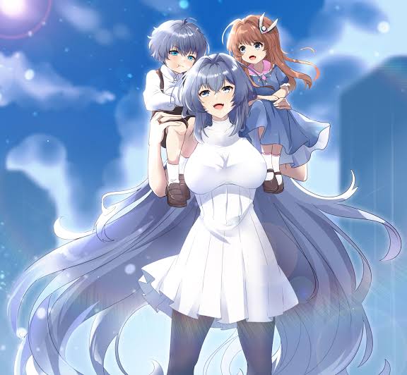 1boy azur_lane carrying family long_hair mother_and_daughter mother_and_son multiple_girls new_jersey_(azur_lane) smile