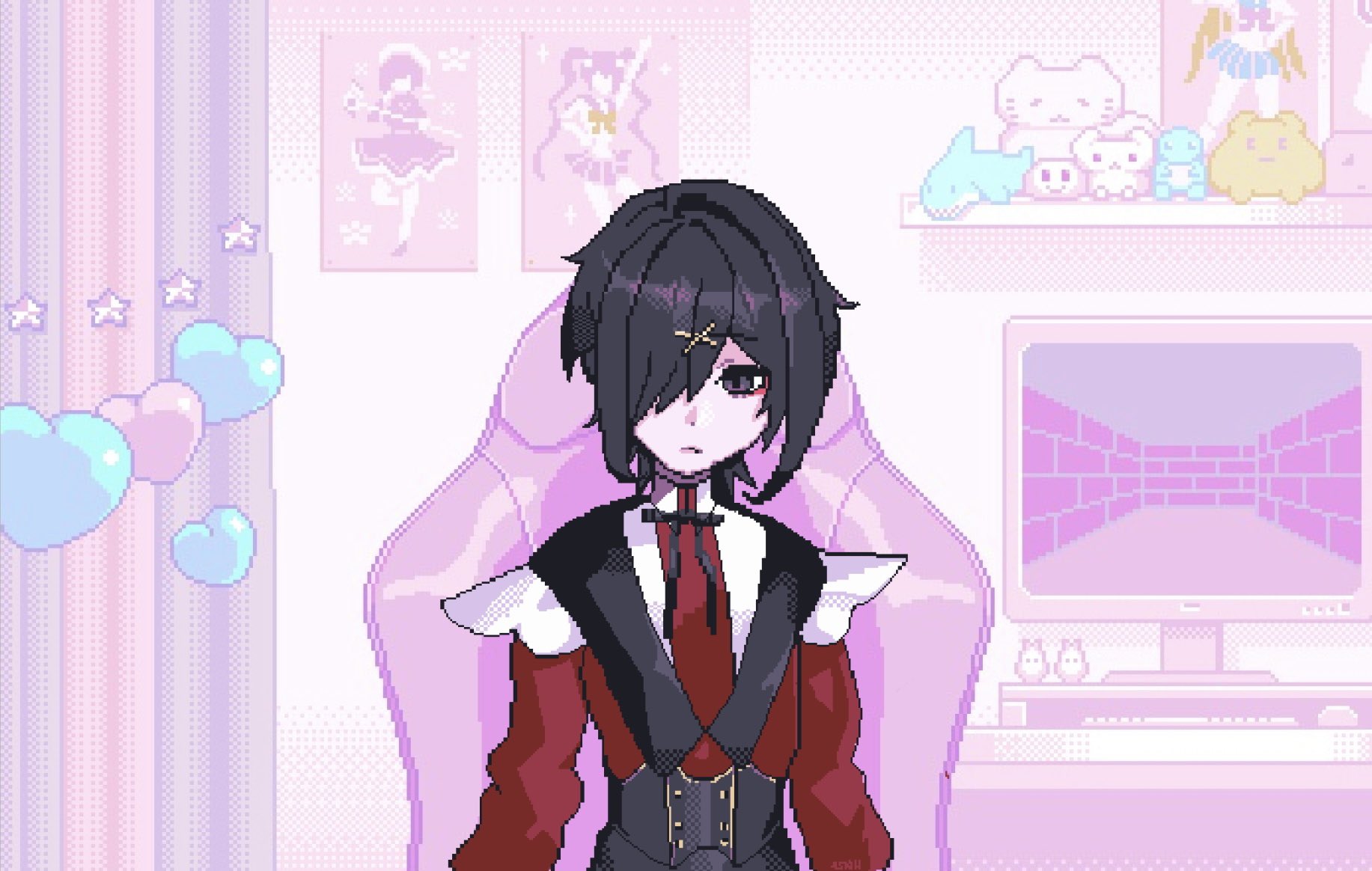 Safebooru - 1boy 4s1jh ame-chan (needy girl overdose) black eyes