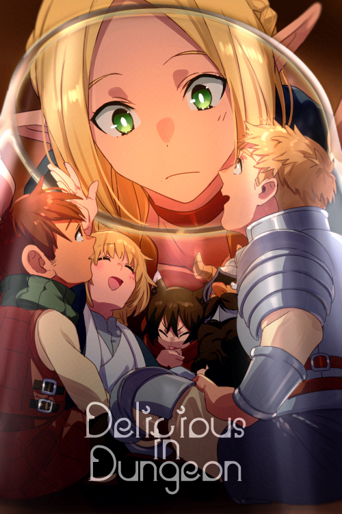 3boys 3girls animal_ears armor beard black_facial_hair black_hair blonde_hair blush brother_and_sister brown_eyes brown_hair cat_ears cat_girl chilchuck_tims choker closed_eyes closed_mouth commentary_request copyright_name dungeon_meshi dwarf echo_(circa) elf english_text facial_hair falin_touden green_eyes green_scarf halfling helmet izutsumi laios_touden long_hair looking_up marcille_donato mini_person miniboy minigirl multiple_boys multiple_girls open_mouth pointy_ears red_choker red_scarf scarf senshi_(dungeon_meshi) short_hair siblings sitting size_difference smile tongue tongue_out