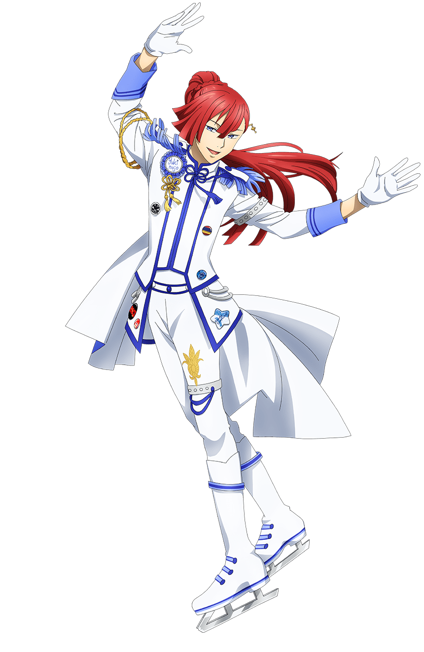 1boy aiguillette arm_up blue_eyes boots epaulettes full_body gloves hand_up highres ice_skates jacket king_of_prism king_of_prism:_shiny_seven_stars long_hair long_sleeves looking_at_viewer male_focus official_art open_mouth pants ponytail pretty_rhythm pretty_series redhead second-party_source simple_background skates smile solo standing tachi-e tachibana_yukinojou transparent_background white_footwear white_gloves white_jacket white_pants