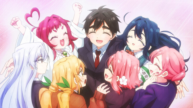 1boy 6+girls :3 ahoge aijou_rentarou arm_up armband arms_up artist_request back black_hair blazer blonde_hair blue_hair blue_jacket blush bolo_tie brown_eyes brown_sweater circle_formation clenched_hands closed_eyes closed_jacket coat collared_jacket couple double-parted_bangs dress_shirt eiai_nano expressionless eyelashes facing_viewer fingernails flower from_behind from_side furrowed_brow gem green_armband green_gemstone green_ribbon green_sweater_vest grey_hair hair_bun hair_flower hair_intakes hair_ornament hair_ribbon hanazono_hahari hanazono_hakari hand_on_another's_shoulder hand_on_own_cheek hand_on_own_face hand_up harem heart heart_ahoge heart_in_mouth hetero inda_karane jacket kimi_no_koto_ga_dai_dai_dai_dai_daisuki_na_100-nin_no_kanojo lab_coat long_hair long_sleeves looking_ahead looking_at_another low_twintails medium_hair mother_and_daughter multiple_girls nail_polish necktie official_art open_mouth outstretched_arms oversized_clothes parted_hair pink_background pink_hair pink_nails profile purple_hair purple_jacket red_necktie ribbon school_uniform shirt short_eyebrows short_hair sidelocks sideways_mouth sleeves_past_wrists sleeves_rolled_up smile sweater sweater_vest thick_eyebrows translation_request twintails white_coat white_flower white_shirt yakuzen_kusuri yellow_eyes yoshimoto_shizuka