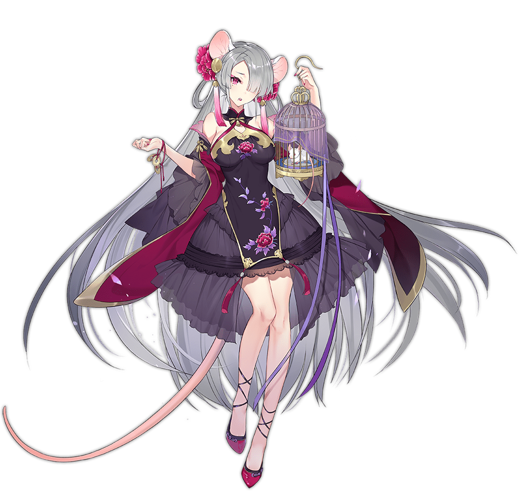 1girl absurdly_long_hair animal_ears anklet ark_order black_dress bracelet breasts cage detached_sleeves dress earrings fire flower frilled_sleeves frills full_body gold_trim grey_hair hair_flower hair_ornament hair_over_one_eye hair_rings hair_stick hatoyama_itsuru high_heels holding holding_cage holding_smoking_pipe jewelry large_breasts lipstick long_hair long_sleeves low-tied_long_hair makeup mouse mouse_ears mouse_girl mouse_tail official_art pink_eyes pink_flower pink_lips pink_nails purple_fire rat_(ark_order) red_footwear shawl shoes smoking_pipe solo tachi-e tail tassel tassel_earrings transparent_background underwear very_long_hair wide_sleeves