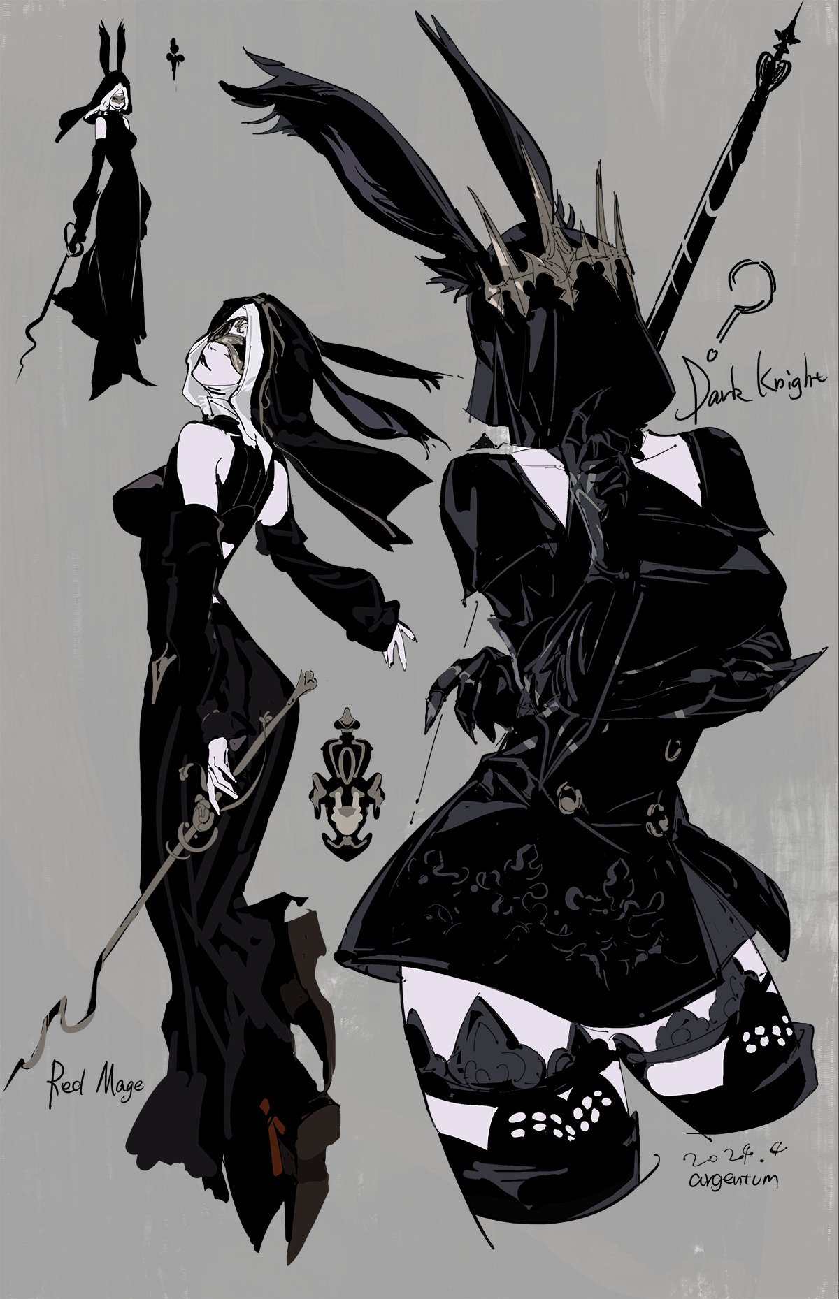 1girl animal_ears argentum_1121 artist_name bare_shoulders black_dress black_gloves breasts dress gloves highres looking_at_viewer mask multiple_views original simple_background sleeveless sleeveless_dress solo tagme