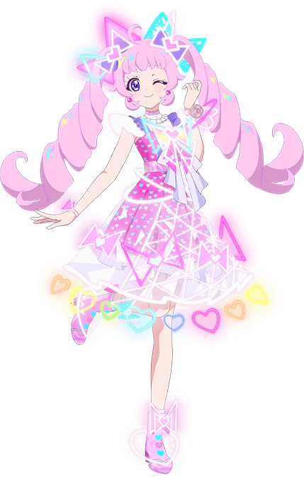 1girl aozora_himari blue_eyes blunt_bangs boots bow closed_mouth dress drill_hair full_body glowing_clothes hair_bow hand_up heart himitsu_no_aipri idol_clothes long_hair looking_at_viewer official_art one_eye_closed pink_bow pink_dress pink_footwear pink_hair pretty_series second-party_source smile solo standing standing_on_one_leg transparent_background twin_drills twintails violet_eyes