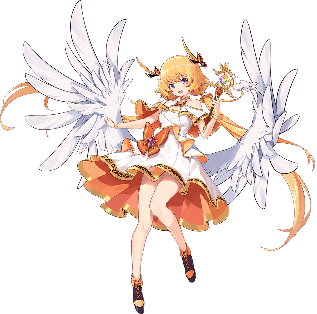 1girl angel_wings ark_order artist_request black_footwear blonde_hair bow bracelet capelet dress dress_bow feathered_wings full_body gold_trim holding holding_wand iris_(ark_order) jewelry long_hair looking_at_viewer low_twintails multicolored_eyes official_art orange_bow shoes sidelocks sleeveless sleeveless_dress solo tachi-e transparent_background twintails very_long_hair violet_eyes wand white_capelet white_dress white_wings wings yellow_eyes