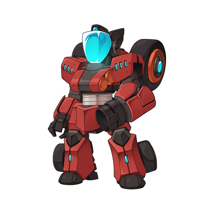 cannon chibi claw_(weapon) full_body infinity_(ragnarok_online) mecha no_humans official_art ragnarok_online robot simple_background solo standing transparent_background weapon wheel yuichirou