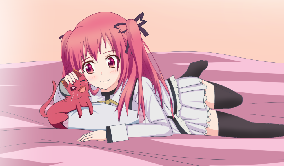 1girl bed claire_rouge red_eyes red_hair red_hair