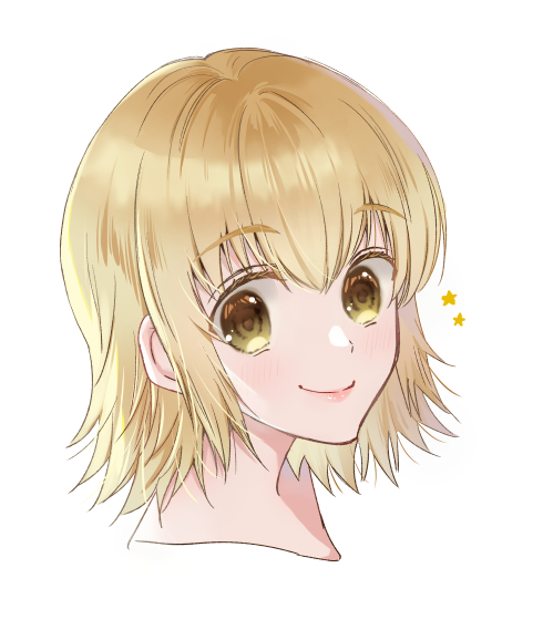 1girl blonde_hair brown_eyes cagalli_yula_athha closed_mouth gundam gundam_seed looking_at_viewer medium_hair nao080 portrait simple_background smile solo straight_hair white_background