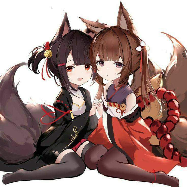 akagi-chan_(azur_lane) amagi-chan_(azur_lane) azur_lane child fox_ears fox_tail multiple_girls multiple_tails