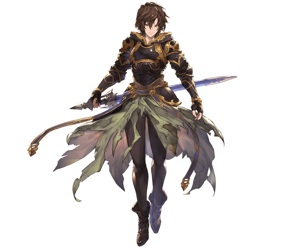 1boy ahoge ankle_boots armor belt bishounen black_pants boots breastplate brown_hair cape downscaled empty_eyes evil_smile fingerless_gloves floating_cape full_body gloves gold_trim granblue_fantasy green_cape hair_between_eyes hip_armor holding holding_sword holding_weapon hood hood_down light_smile looking_at_viewer minaba_hideo official_art pants red_eyes resized sandalphon_(granblue_fantasy) scabbard sheath shoulder_armor smile sword tachi-e tight_clothes tight_pants transparent_background weapon