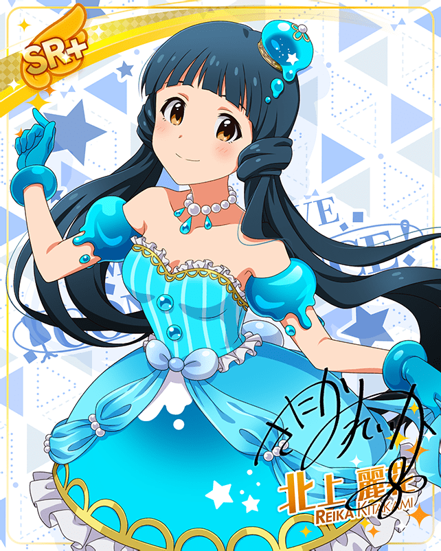 blue_hair character_name dress idolmaster_million_live!_theater_days kitakami_reika long_hair red_eyes smile twintails