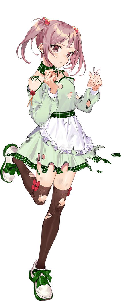 1girl :d animal anniversary apron black_thighhighs burnt_clothes crab dress drew_(drew213g) full_body green_dress hair_bobbles hair_ornament kantai_collection long_sleeves official_alternate_costume official_art open_mouth over-kneehighs pet pink_eyes pink_hair rabbit sazanami_(11th_anniversary)_(kancolle) sazanami_(kancolle) shoes short_hair smile solo tachi-e thigh-highs transparent_background twintails v waist_apron white_apron white_footwear