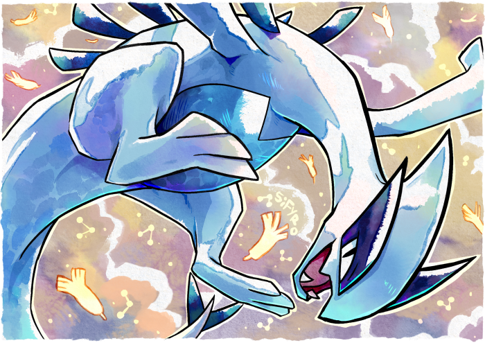 artist_name clouds flying lugia no_humans open_mouth pokemon pokemon_(creature) sifyro solo