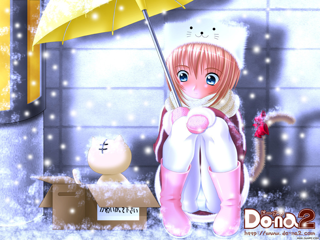 animal_ears cat catgirl do-na_2 panties snow umbrella underwear