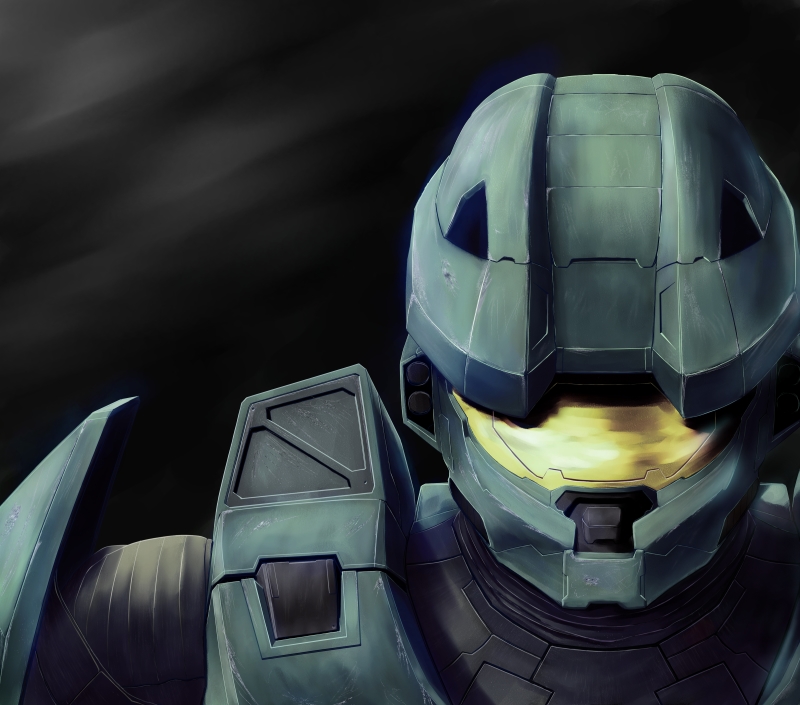 armor halo_(game) helmet master_chief power_suit ryu-akt simple_background solo spartan video_game