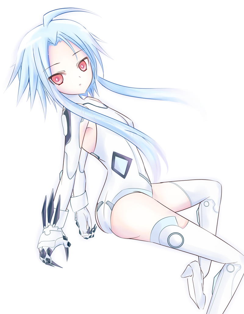 aqua_hair armor armpits bad_id blanc bodysuit choujigen_game_neptune claws compile_heart elbow_gloves flat_chest gloves idea_factory kirimoti34 long_hair simple_background solo thighhighs white_heart