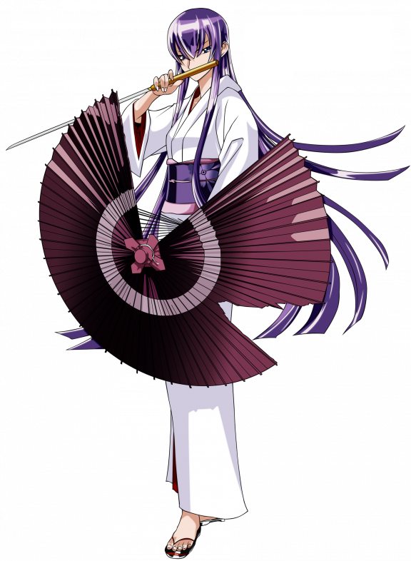 blue_eyes busujima_saeko highschool_of_the_dead japanese_clothes kimono long_hair purple_hair solo sword vector_trace weapon